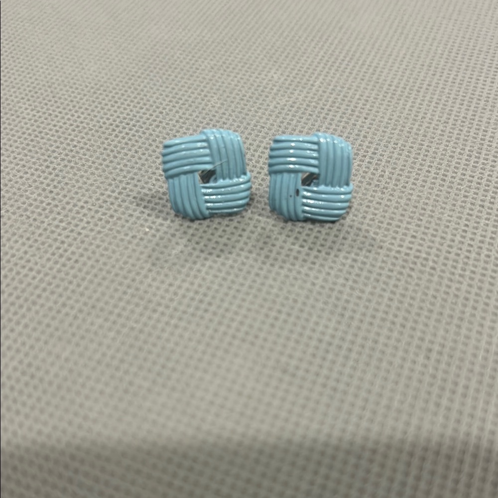 Elegant Blue Woven Earrings